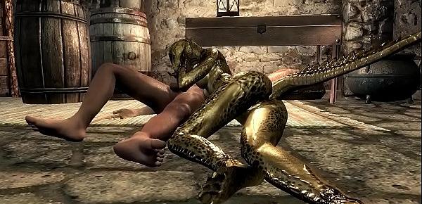  Female argonian gets laid with a guard